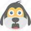 cartoon, dog emoji, dog face, emoticon, surprised 