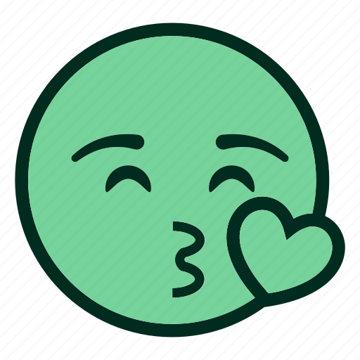 Filled, green, heart, kiss, love, romantic, smiley icon - Download on Iconfinder