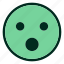 avatar, emoji, emoticon, filled, green, smiley, surprised 