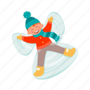 boy, snow, angel, flat, icon, outdoor, winter, vacation, holiday