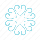 winter, flat, icon, heart, shaped, snowflake, cold, weather, snow