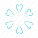 decor, flat, icon, heart, shaped, single, weather, snowy, snowflakes