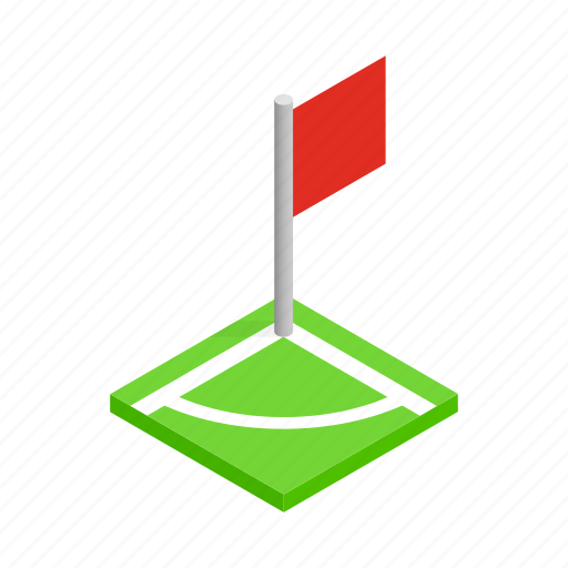 Competition, field, flag, football, isometric, soccer, sport icon - Download on Iconfinder