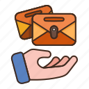email, envelope, letter, hand, gesture, open