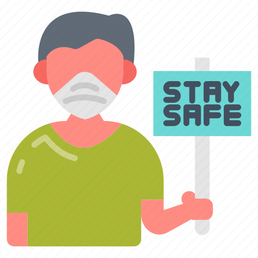Stay, safe, motto, covid, mask, boy, health icon - Download on Iconfinder