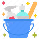 cleaning, bucket, mop, spray, detergent, antiseptic