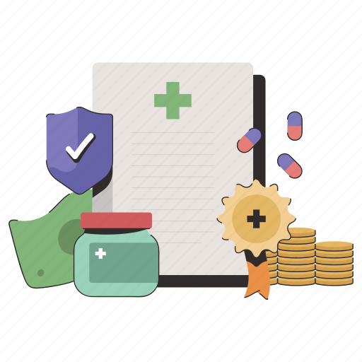 Healthcare, insurance, medical, medal, protection, document, medication illustration - Download on Iconfinder