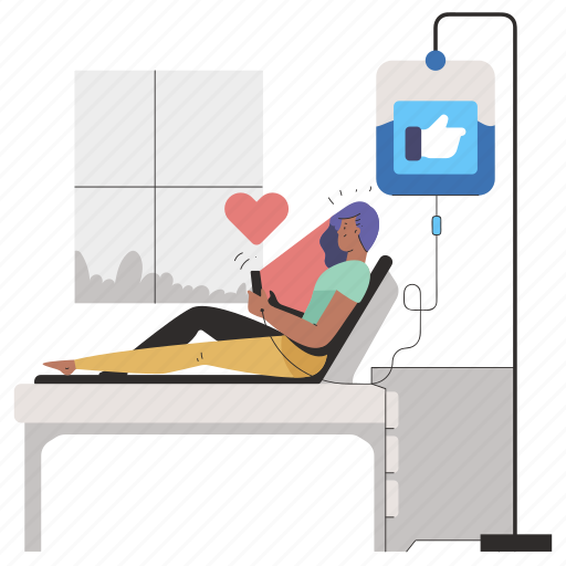 Social, media, network, addiction, smartphone, woman, person illustration - Download on Iconfinder