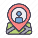 location, map, pin, people, person