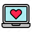 heart, laptop, like, media, social 