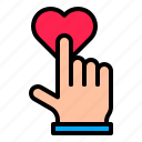 hand, heart, like, media, push, social