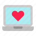 heart, laptop, like, media, social