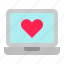 heart, laptop, like, media, social 