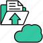 cloud, document, arrow, file, transfer, upload, network 