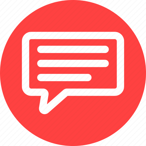 Circle, red, chat, comment, compliant, discussion, feedback icon - Download on Iconfinder