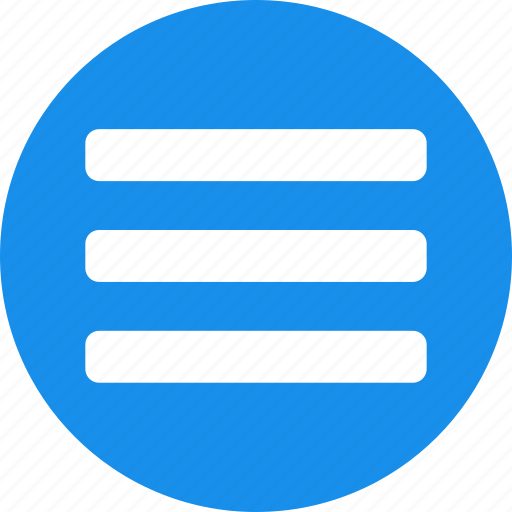 Blue, circle, hamburger, list, menu, options, stack icon - Download on Iconfinder