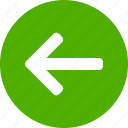 arrow, back, circle, green, left, previous, west