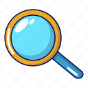cartoon, glass, magnifier, magnifying, object, search, zoom