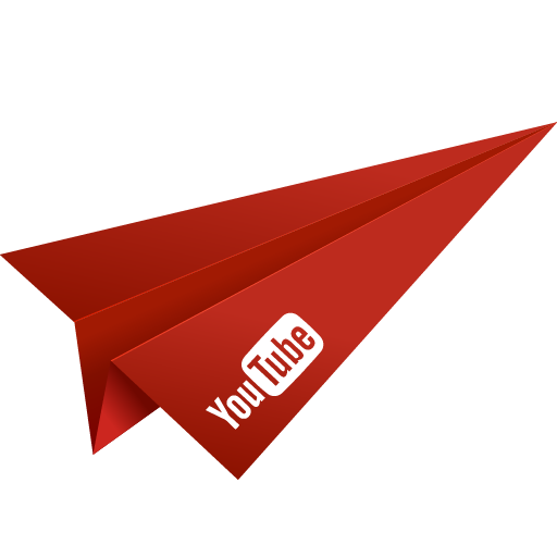 Origami, paper plane, youtube, social media, video, red icon - Free download