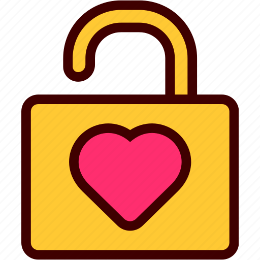 Heart, lock, open, private, unlocked, valentine icon - Download on Iconfinder