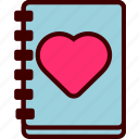 book, heart, note, note pad, notebook