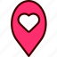 gps, heart, location, love, map, pin, place 
