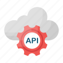 api, application, database, cloud server, settings, management, cogwheel