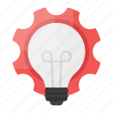 bulb, settings, creative, cogwheel, gear, configuration