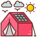 solar, powered, tent, installation, hut, system