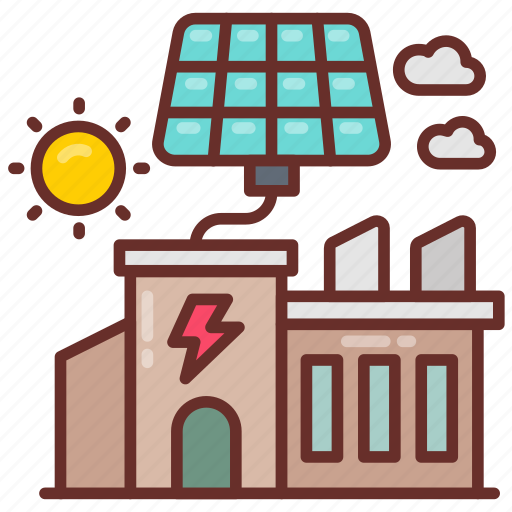 Solar, powered, factory, clean, energy, power, plant icon - Download on Iconfinder