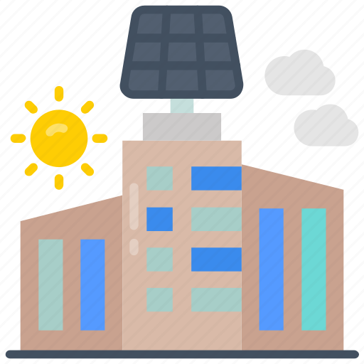 Solar, powered, building, green, power, station, grid icon - Download on Iconfinder