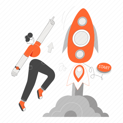Advertising, campaign, launch, rocket, space, spaceship, adv illustration - Download on Iconfinder