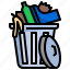 bin, with, garbage, trash, recycle, can 