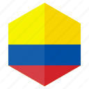 america, colombia, country, design, flag, hexagon