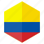america, colombia, country, design, flag, hexagon 