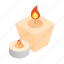 candles, decoration, flame, isometric, spa, stick, wax 