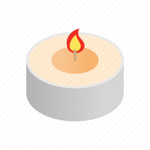 Candle, flame, isometric, little, round, spa, stick icon - Download on Iconfinder