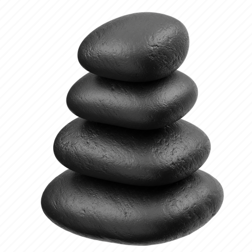 Hot, stone, massage, black stone, spa, relax 3D illustration - Download on Iconfinder