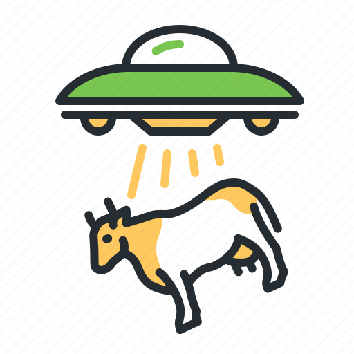 Alien abduction, cow, flying saucer, space icon - Download on Iconfinder
