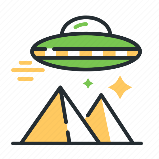 Extraterrestrial civilization, flying saucer, pyramids, ufo icon - Download on Iconfinder