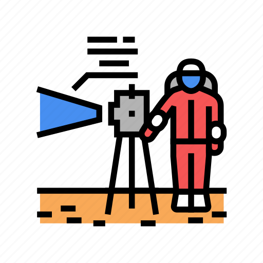 Astronaut, working, measuring, equipment, colonization, building icon - Download on Iconfinder