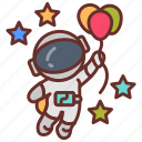 astronaut, with, balloons, astrologer, stars, adventurer, space, agent, agency