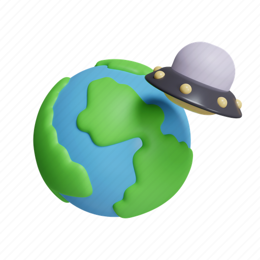 Earth, ufo, alien, fiction, mystery, science, ship 3D illustration - Download on Iconfinder