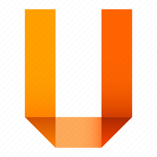 Alphabet, folded, letter, origami, paper, ribbon, u icon - Download on Iconfinder