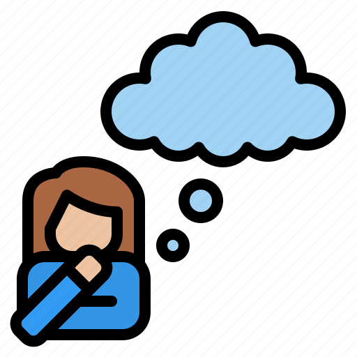 Thinking, speech, bubble, message, dialogue, woman icon - Download on Iconfinder