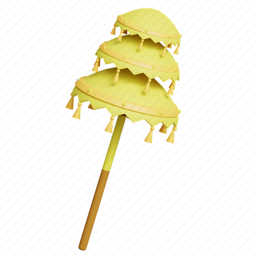 Umbrella, tradition, yellow, balinese, decoration, stacking umbrella 3D illustration - Download on Iconfinder