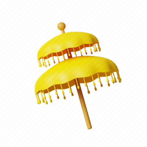 Balinese umbrella, yellow, authentic, local, traditional, celebration, culture 3D illustration - Download on Iconfinder
