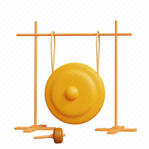 Traditional, gong, asian, music, sound, culture 3D illustration - Download on Iconfinder