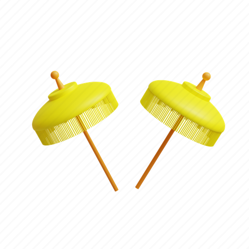 Umbrella, yellow, decoration, tradition, religion, beach, temple 3D illustration - Download on Iconfinder