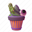 3d, halloween, zombie, cupcake, candy, illustration, party, scary, spooky 
